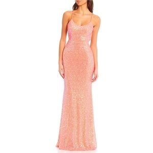 Elegant Coral Sequin Evening Gown
Prom dress